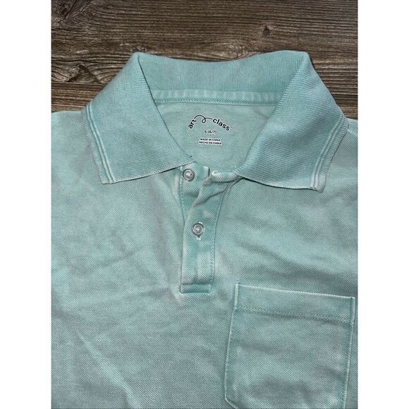Boys' Short Sleeve Washed Polo Shirt - art class Light Aqua Blue Small. NWT. G - Picture 3 of 3